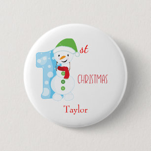 Baby First Christmas Snowman Button