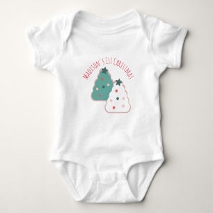 Baby First Christmas Tree Cookies Holiday Festive Baby Strampler