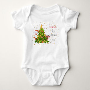 Baby First Christmas Tree Personalisiert Santa Strampler