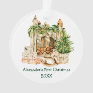Baby First Christmas Wasserfarbe Pine Ornament