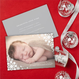Baby First Christmas Winter Snowflakes Foto Birth Feiertagskarte