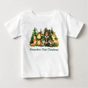 Baby First Christmas Woodland Forest Animes Baby T-shirt
