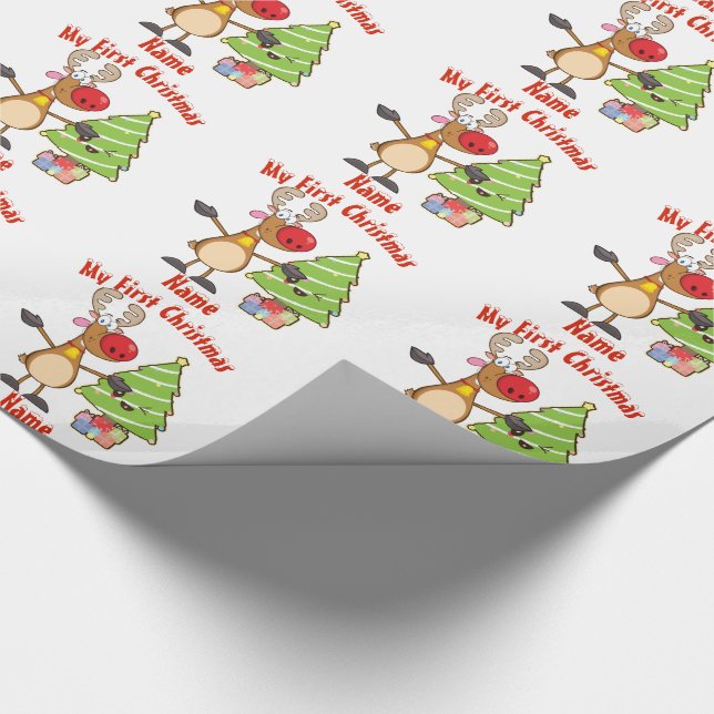 Baby First Christmas WRAPPING Rentier Custom Geschenkpapier (Ecke)