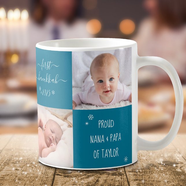 Baby First Hanukkah Grandeltern 4 Foto Custom Kaffeetasse (Von Creator hochgeladen)