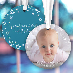 Baby First Hanukkah Stars Snowflakes Neue Eltern Ornament