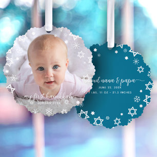 Baby First Hanukkka Foto Snowflakes Großeltern Ornament Karte