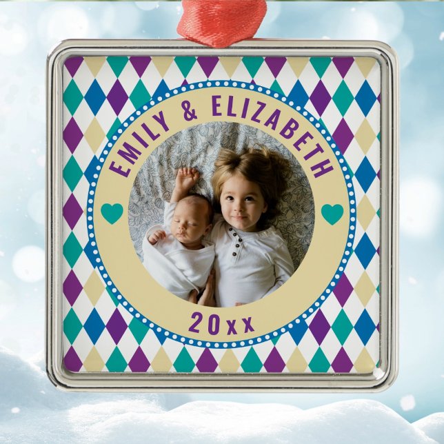 Baby First Weihnachts Familie Custom Foto Template Ornament Aus Metall (Von Creator hochgeladen)