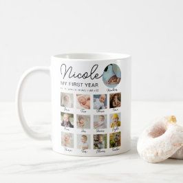 Baby First Year 12 Monate Foto Collage Modern Kaffeetasse