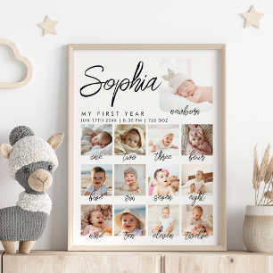 Baby First Year Foto Collage Custom Poster