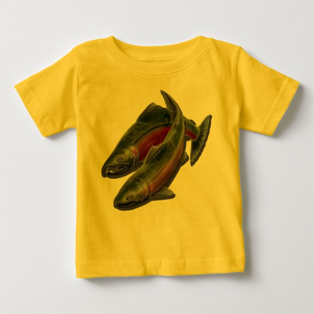 Baby-Fischen-T - Shirt-Babycoho-Lachs-Fisch-Shirts Baby T-shirt (Vorderseite)