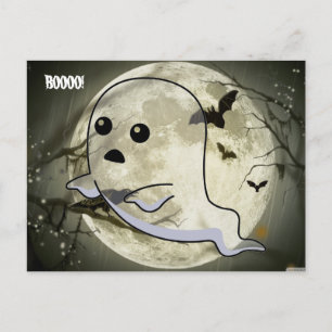 Baby Floating Ghost umgeben von Fledermäusen Postkarte