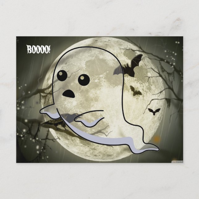 Baby Floating Ghost umgeben von Fledermäusen Postkarte (Vorderseite)