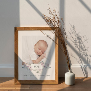Baby   Floral Embellished Newborn Photo Poster