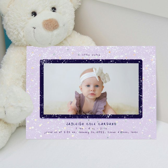 Baby Flurry | Horizontale Geburtsankündigung Einladung (Von Creator hochgeladen)