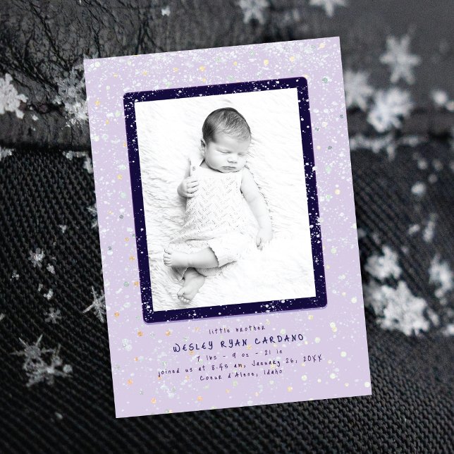 Baby Flurry | Vertikale Geburtsankündigung Einladung (Von Creator hochgeladen)