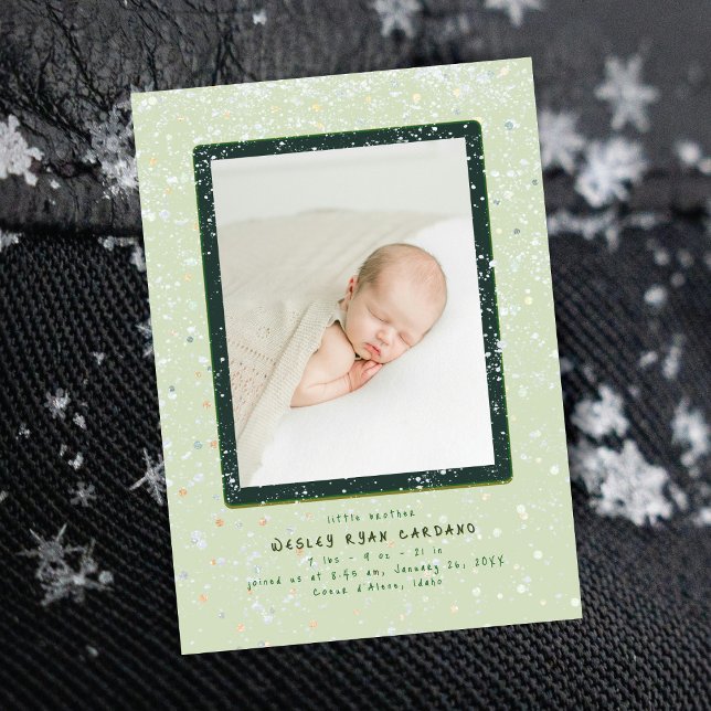 Baby Flurry | Vertikale Geburtsankündigung Einladung (Von Creator hochgeladen)