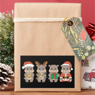 Baby-Flusspferd Moo Deng Weihnachten Rechteckiger Aufkleber