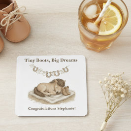 Baby Foal Cowboy Boots Baby Shower Rechteckiger Pappuntersetzer