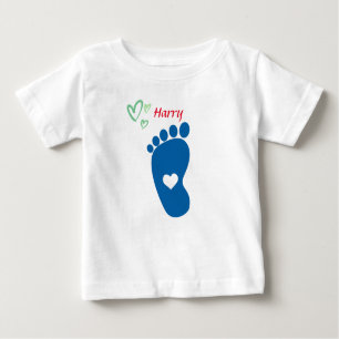 Baby Footprint blau - Name anpassen Baby T-shirt