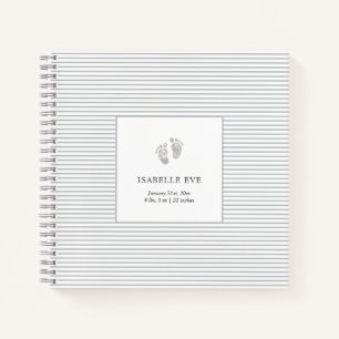 Baby Footprint Graue Streifen Einfaches Babybuch Notizbuch