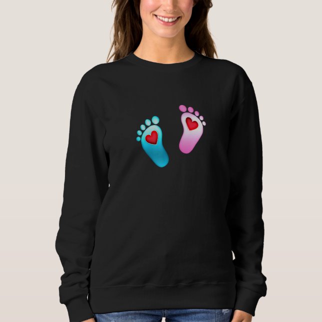 Baby Footprint Liebe Heart Foot Feet Boy Girl Vale Sweatshirt (Vorderseite)