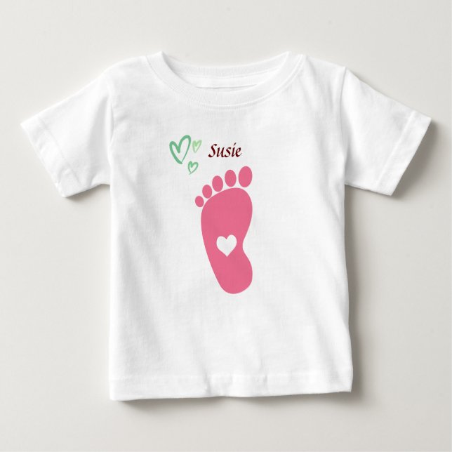 Baby Footprint pink - Name Baby T - Shirt anpassen (Vorderseite)