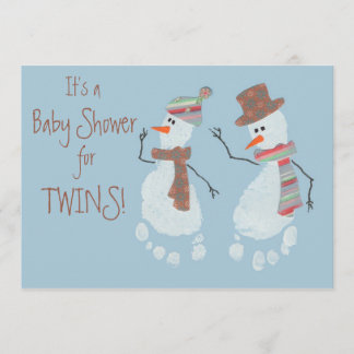 Baby Footprint Schneemann TWINS Babydusche Einladung