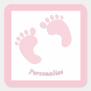 Baby Footprints Säugling Girl Pink Tiny Feet Kinde Quadratischer Aufkleber