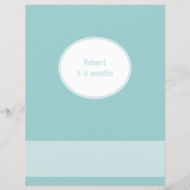 Baby Foto Album Divider Page - Blue Gingham (Vorderseite)