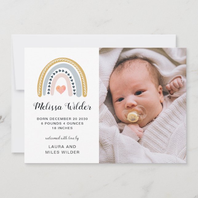 Baby Foto Birth Ankündigung (Vorderseite)