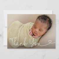 Baby Foto Birth Ankündigung Moderne Herzschrift