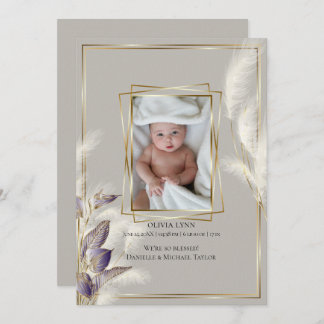 Baby Foto Birth Ankündigung Pampas Grass