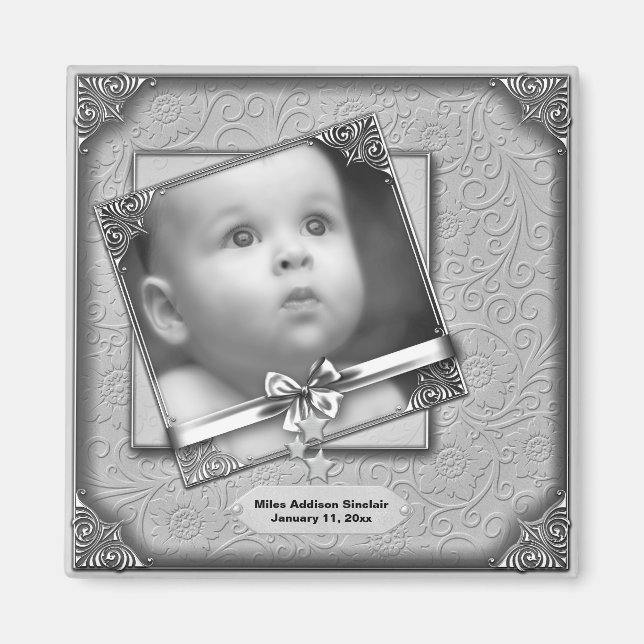 Baby Foto Birth Announcement Magnete (Vorne)