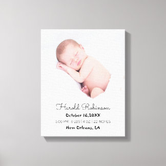 Baby Foto Birth Stats Simple Modern Leinwanddruck