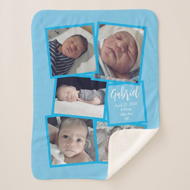 Baby Foto Blanket mit Namen und Personalisiertem T Sherpadecke (Vorderseite)