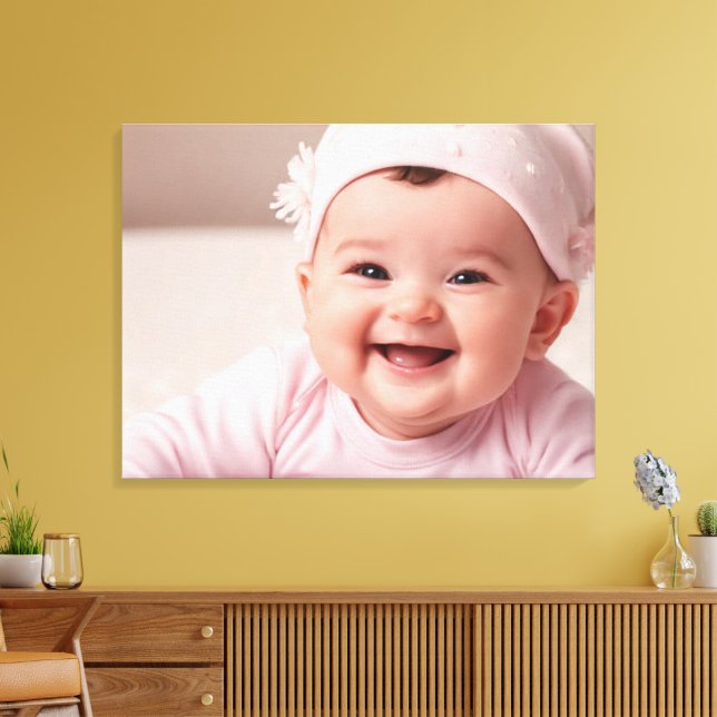 Baby Foto Canvas Print - Personalisiertes Kinderzi Leinwanddruck (Insitu (Wohnzimmer))