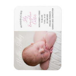 Baby Foto Chic Pink Geburtshinweis Magnet
