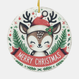 Baby Foto Christmas Mistletoe Niedlich Reindeer Keramik Ornament