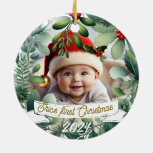 Baby Foto Christmas Mistletoe Wreath