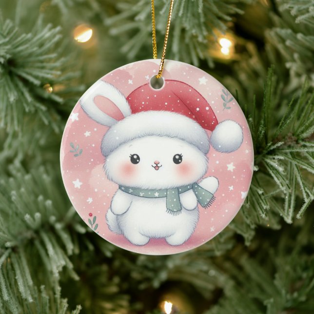 Baby Foto Christmas Niedlich Bunny Keramik Ornament (Baum)