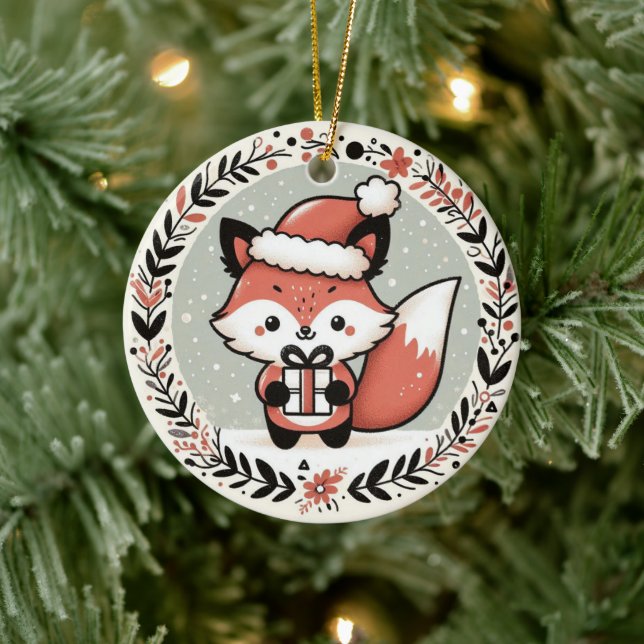 Baby Foto Christmas Niedlich Fox Keramik Ornament (Baum)