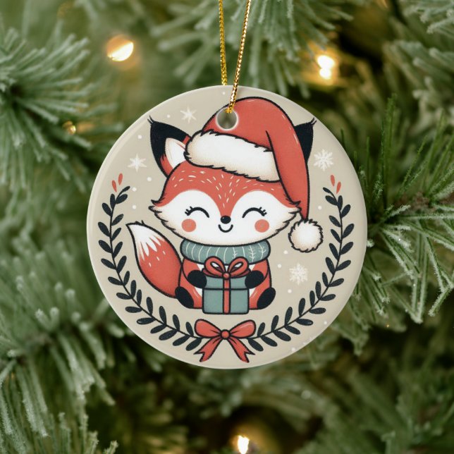 Baby Foto Christmas Niedlich Fox Keramik Ornament (Baum)