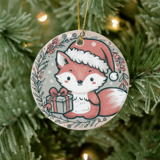 Baby Foto Christmas Niedlich Fox Keramik Ornament (Baum)