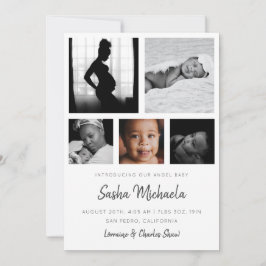 Baby Foto Collage Geburtsankündigung Einladung