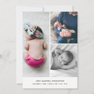 Baby Foto Collage Geburtsankündigung Elegant Ankündigung