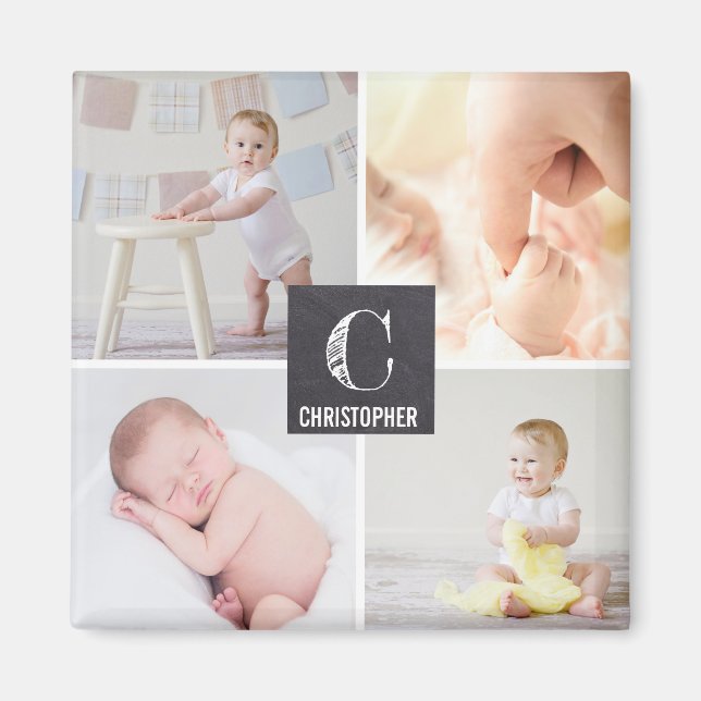 Baby Foto Collage | Kopfbrett Etch Magnet (Vorne)