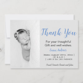 Baby Foto Danke Blue Birth Ankündigung