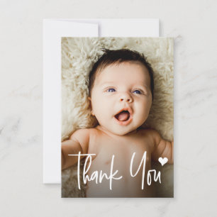 Baby-Foto-Dankeschön-Herz-Kleine-Notiz Baby-Party  Dankeskarte