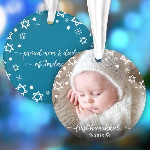 Baby-Foto Erstes Hanukkah Sterne David Neue Eltern Ornament