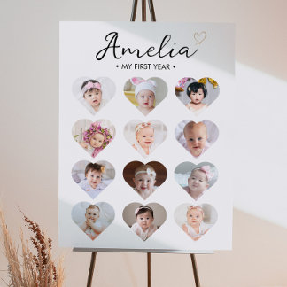 Baby Foto erstes Jahr Meilenstein Unterzeichnung Poster